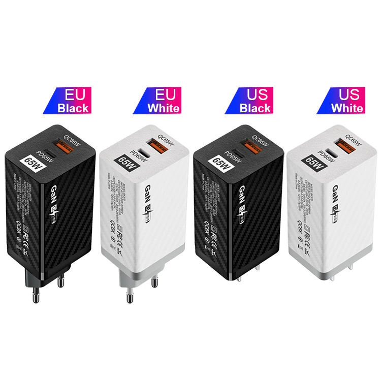 New Technology 2023 GaN 65W Type C Laptop Charger with QC3.0 USB Power Adapter