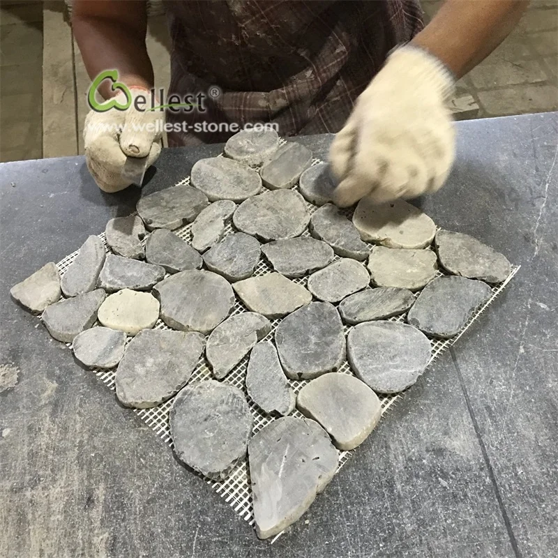 pebble stone mosaic floor mats modern style