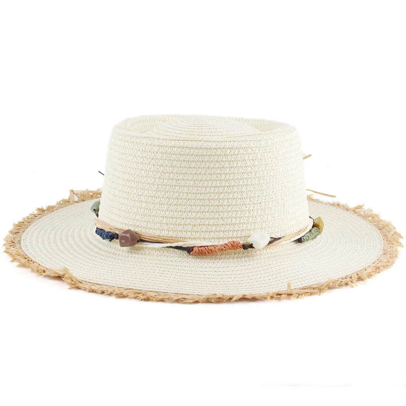 China Supplier Cheap Straw Boater Hat Sailor Skimmer With Black Band Summer Sun Hat For Men Women