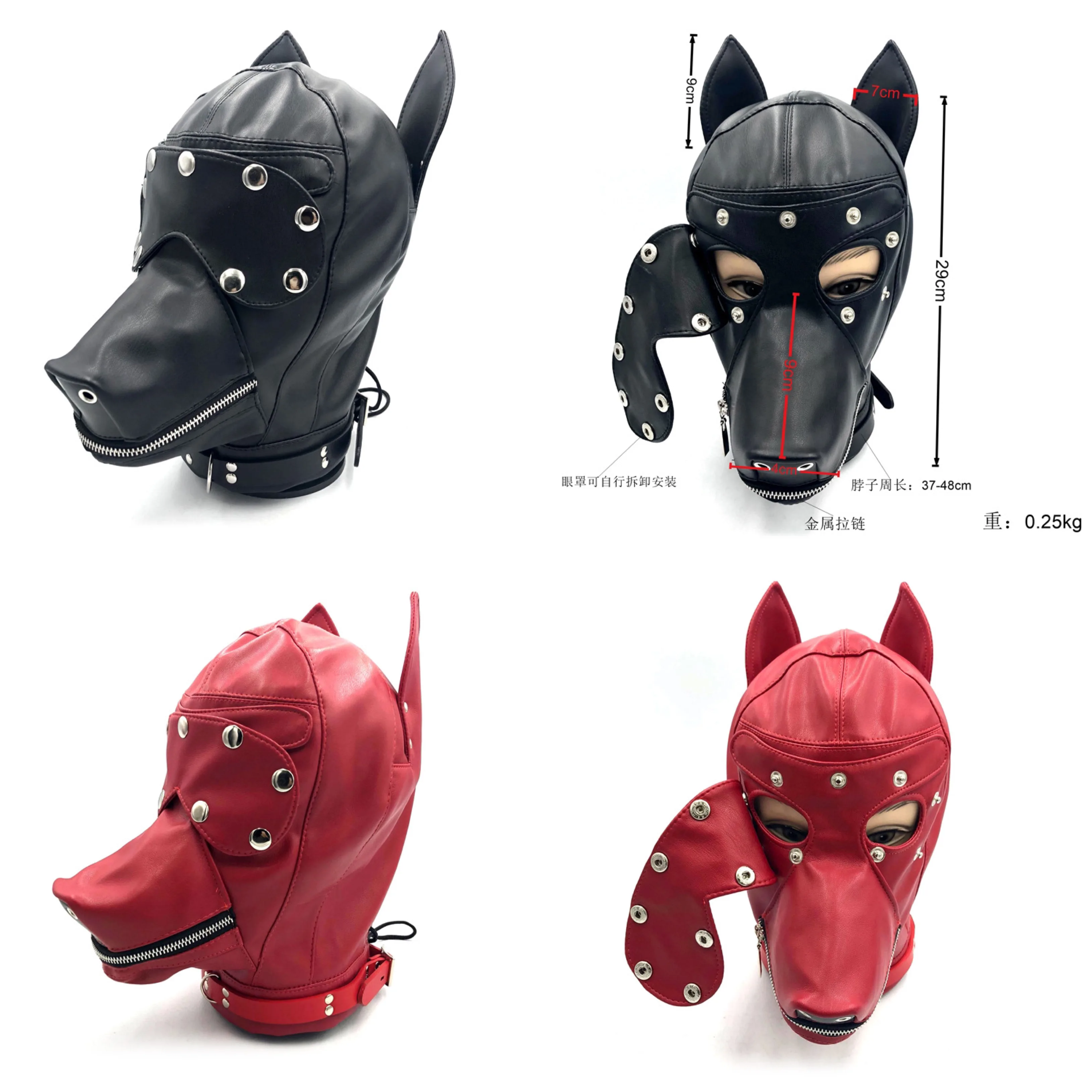 O Pu Leather Head Bondage Hood Mascara Open Mouth Gag Blindfold Strap On Adjustable Full Hood Mascara Black Cosplay SM Sex Tool