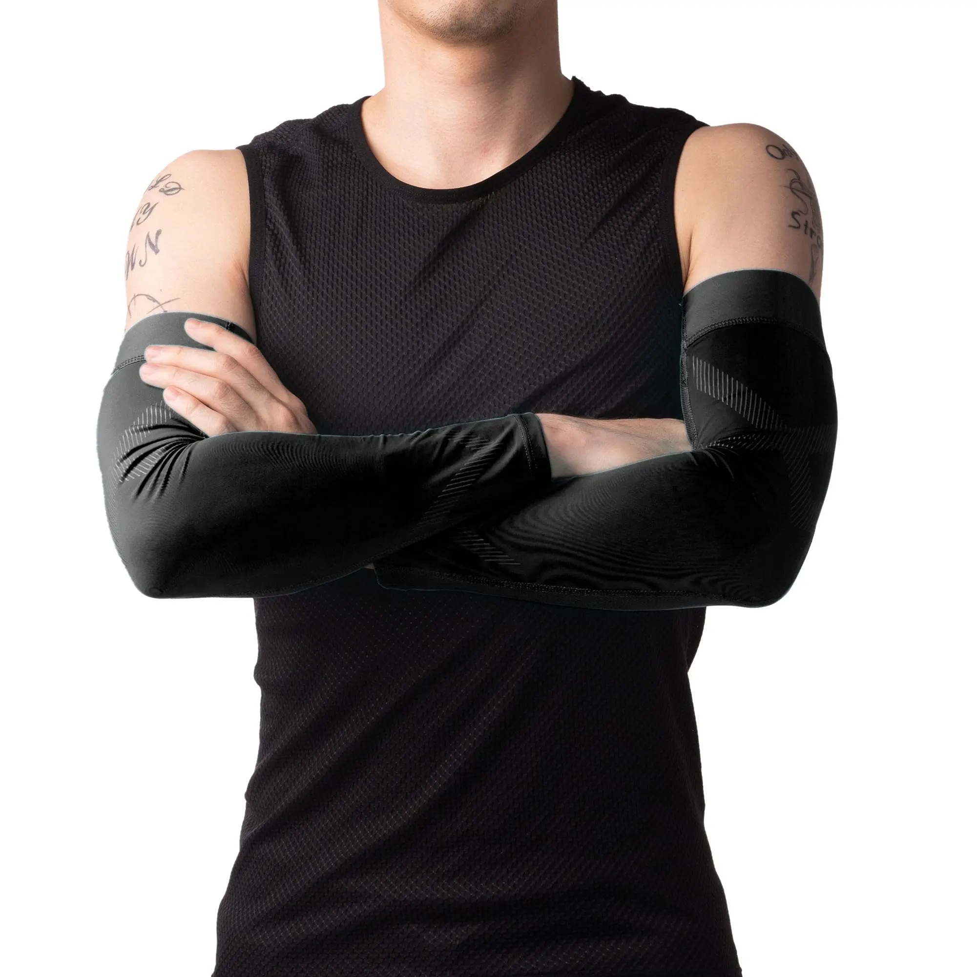 Customized logo print uv sun protection fishing cycling wear dry sport seamless arm sleeve for men