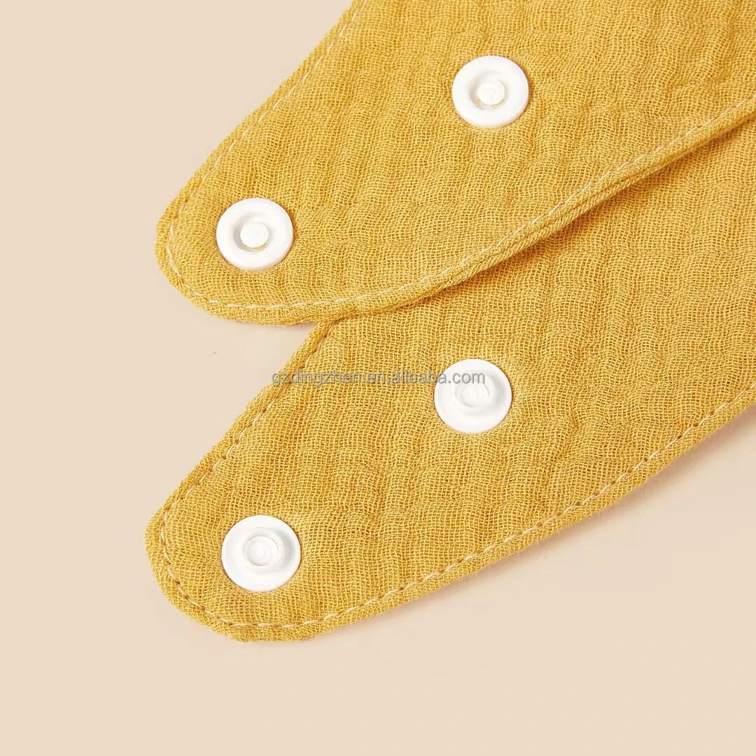 Custom Organic Muslin baby bibs Adjustable Button Reusable Bandana Bibs Super Soft Waterproof Multi Use Cotton bibs