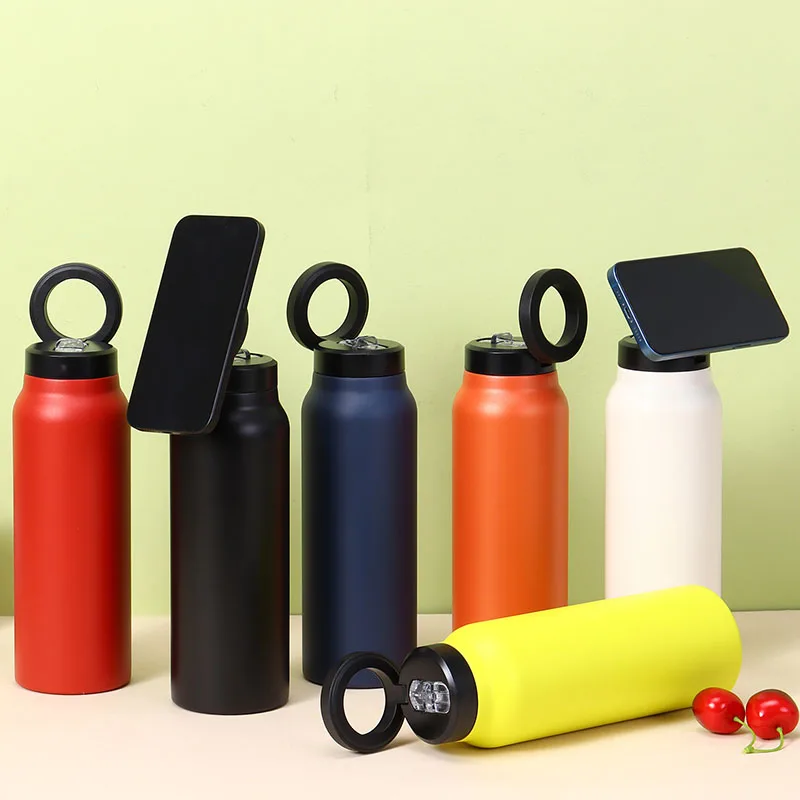 720ml Magnetic Bottle Insulated Stainless Steel Water Bottle Straw Lid Sport Bottle Magnet Compatible Handle Adjustable Angles