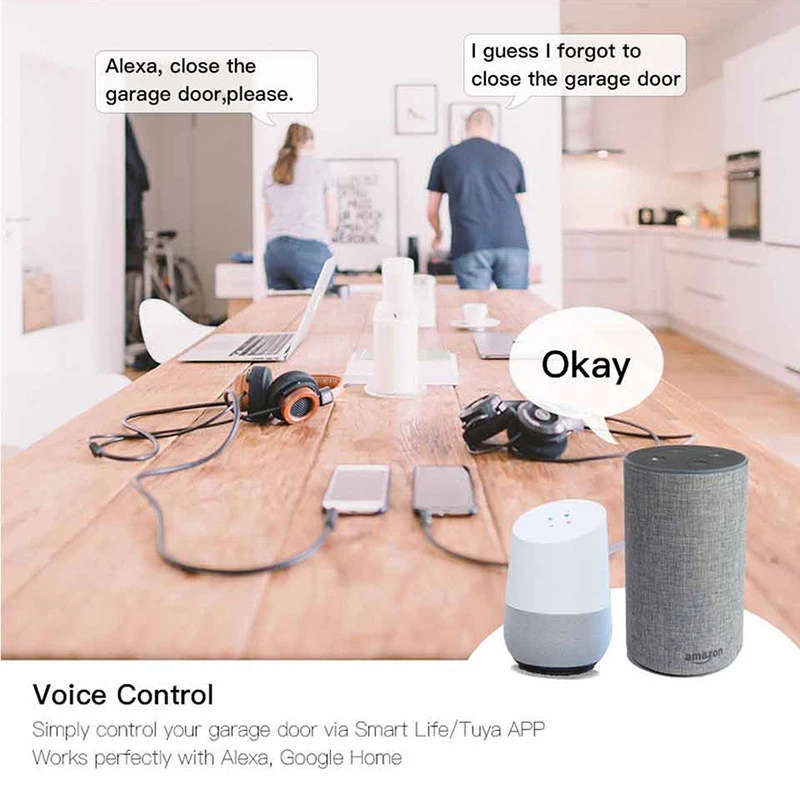 Устройство для открывания Гаражных дверей с поддержкой Wi-Fi совместимое Alexa Echo Google Home Smart Life Tuyasmart IOS Android