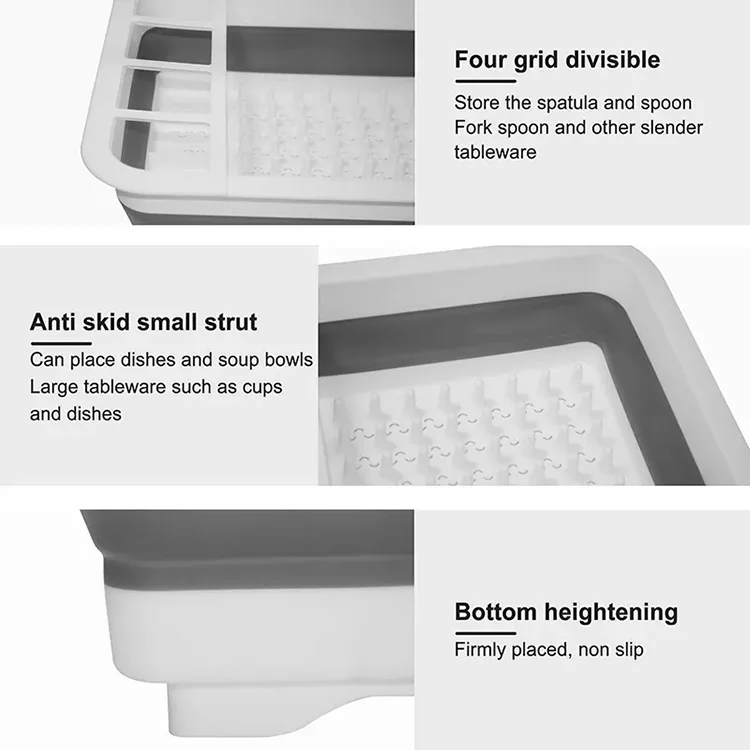 Collapsible Dish Drainer Foldable Drying Rack Portable Dinnerware Colander Collapsible Storage Holders & Racks Customized Logo