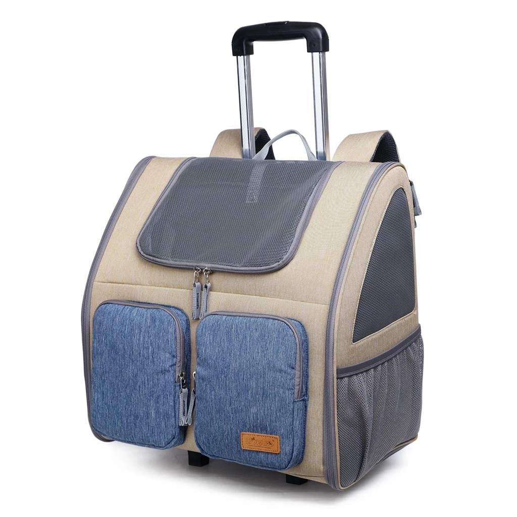 Portable Product Breathable Travel Pet Stroller Trolley Dog Cat Backpack Pet Carrier With Wheels