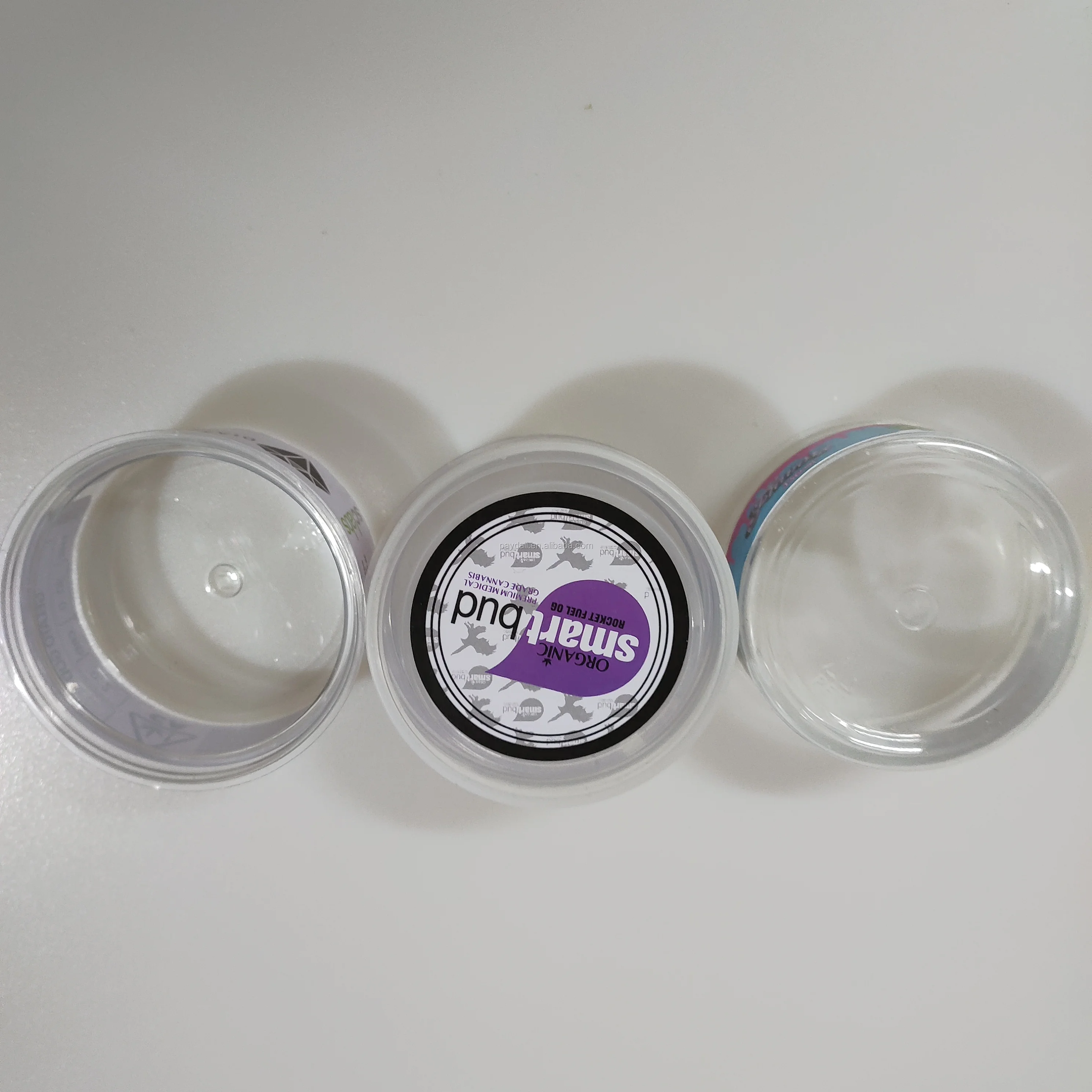 Tea dry herb flower 420 packaging cans smell proof easy open end sealing clear plastic pull ring lid container