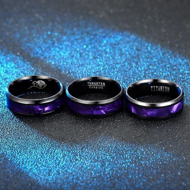 Chic Jewelers 8MM Stainless Steel Rings Carbon Fiber Inlay Matte Brushed Classic Simple Plain Wedding Band Ring