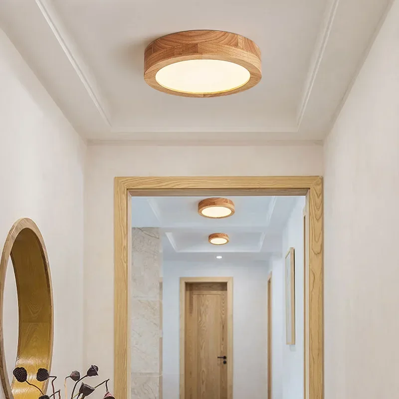 Silent Style Aisle Corridor Hallway Ceiling Lamp Wooden Japanese-Style Balcony Cloakroom Retro Lighting