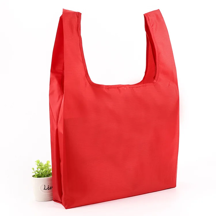 cheap reusable supermarket tote bag polyester reusable folding shopping bag with logo