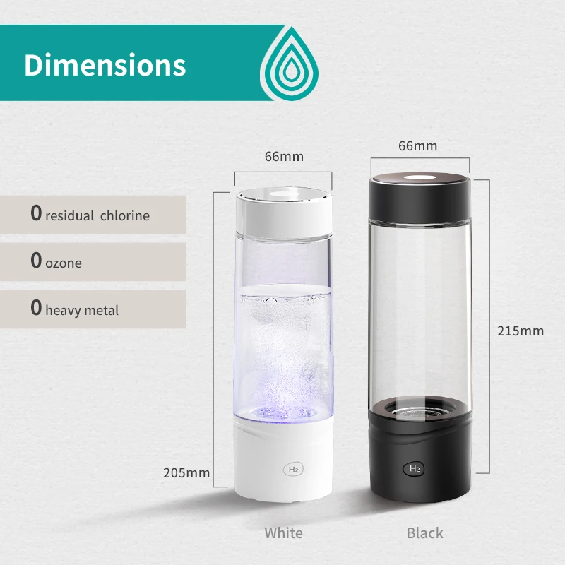 Wholesale Business Gift Item USB Rechargeable 3Min Quick Electrolysis Hydrogen Rich Generator Glass Water Bottle for Healthcare