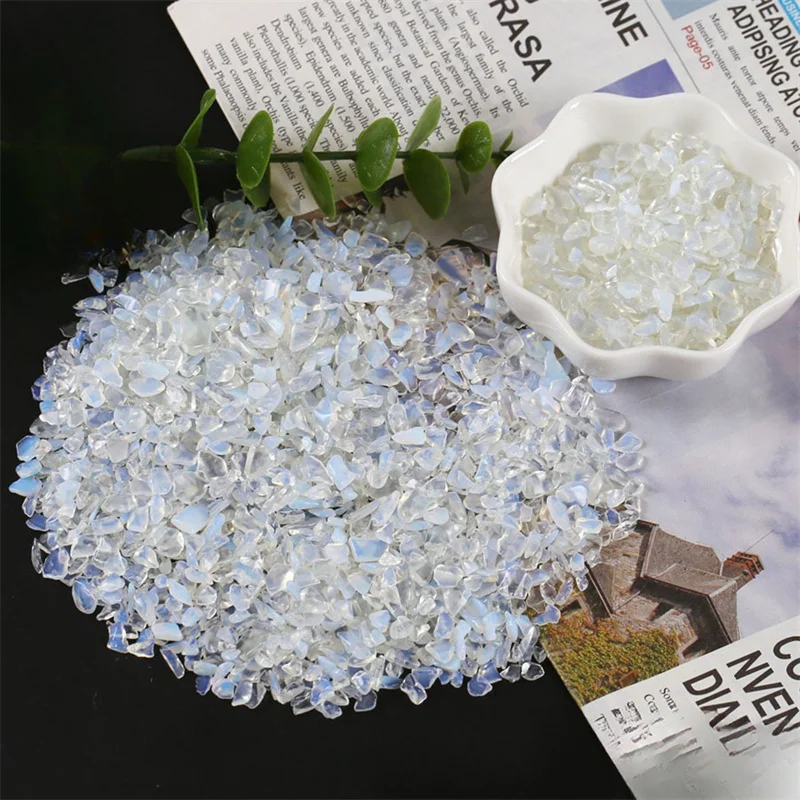 Natural Gemstone Opalite Tumble Stone Custom Healing Crystal Stone Opalite Gravel In Plastic Box For Jewelry