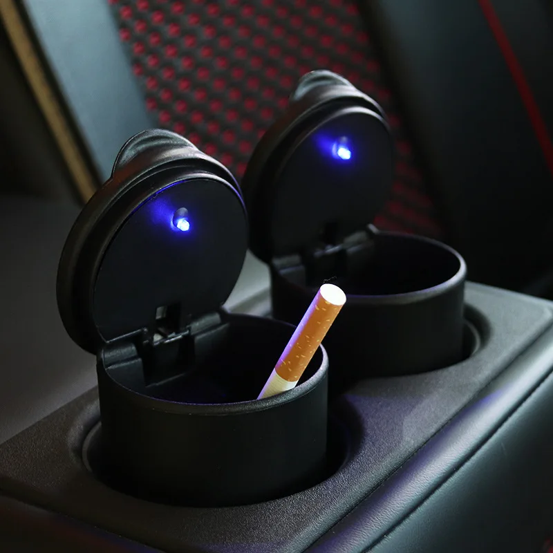 Car ashtray with cover Personality with LED light with cover inside multi-functional car ashtray