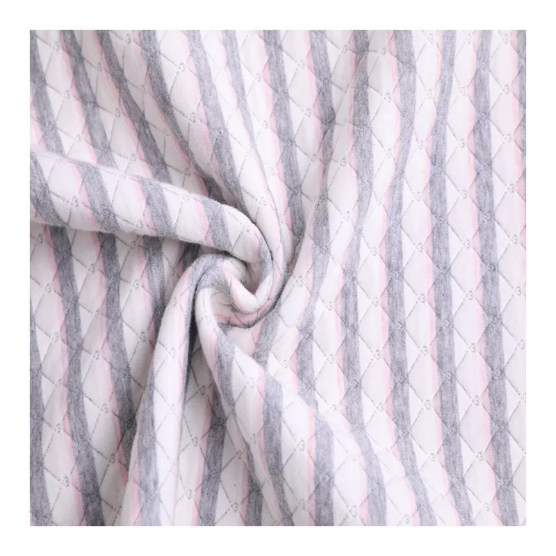 Breathable Organic 88%Cotton 12% Polyester Jacquard Knitted Mattress yarn dyed  Fabric for winter sleepwear