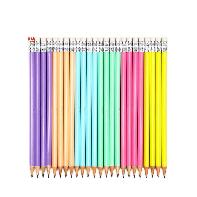 Pink White Pencils Round Wooden 2 HB Pencils with Red Eraser Cool Sharpened Pencil for School Drawing Wedding Office Supplies