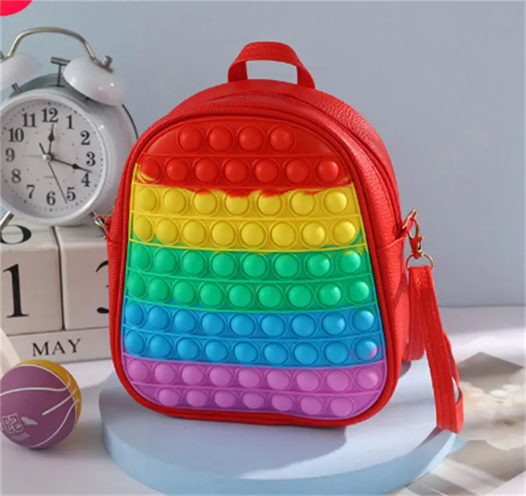 Laudtec Fidget Backpack Relive Stress Soft Squishy Push Bubble Silicone School Bags For Children