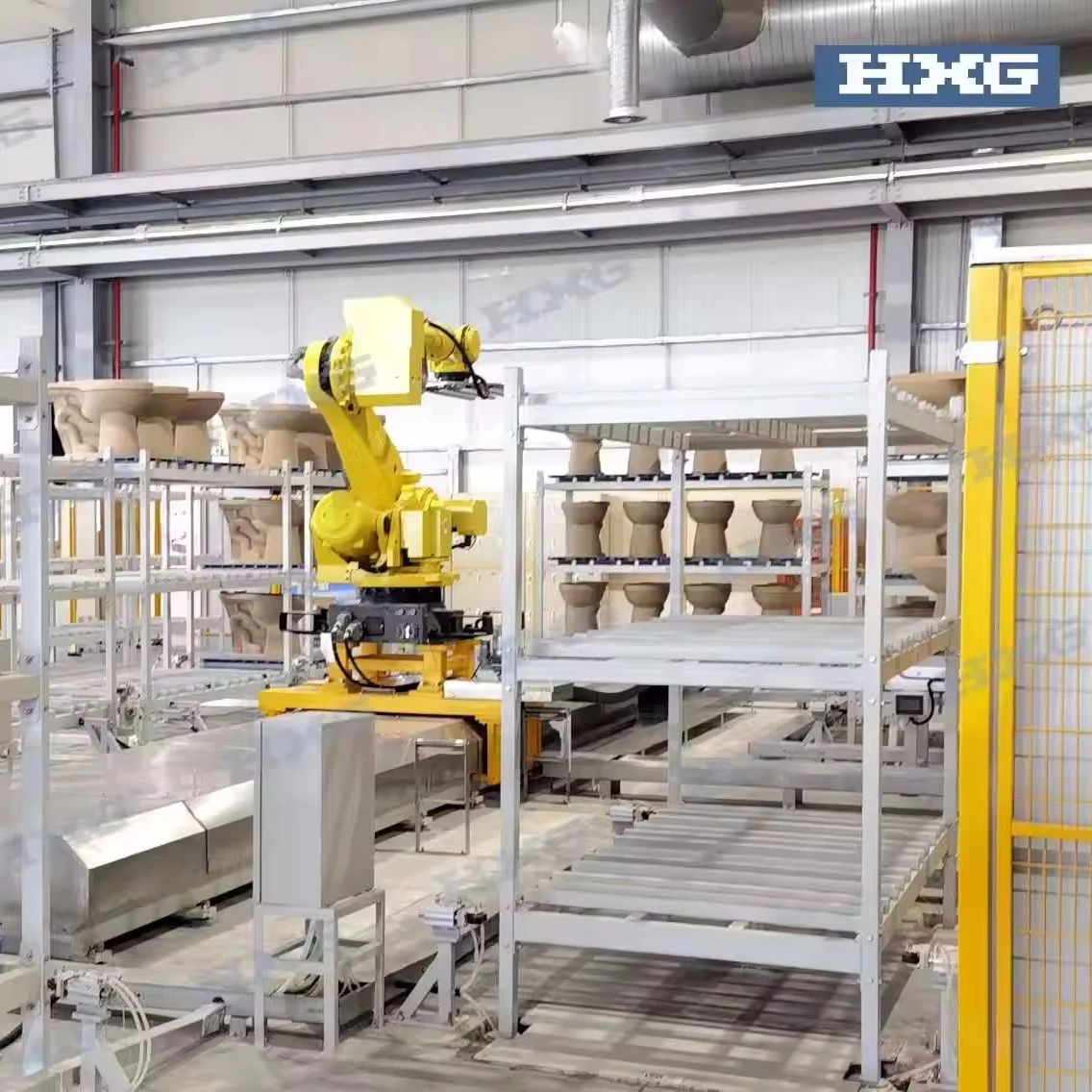 Kiln Loading and Unloading by Robot in Sanitaryware Factory High Efficiency