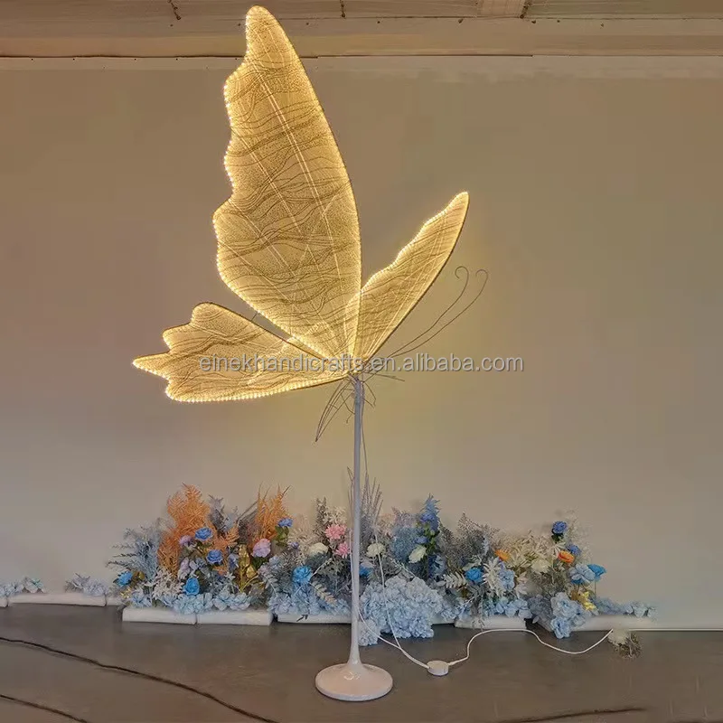 White Gold Butterfly Wedding Decorations Light Hanging Large Lighted Butterfly Lighting Stand
