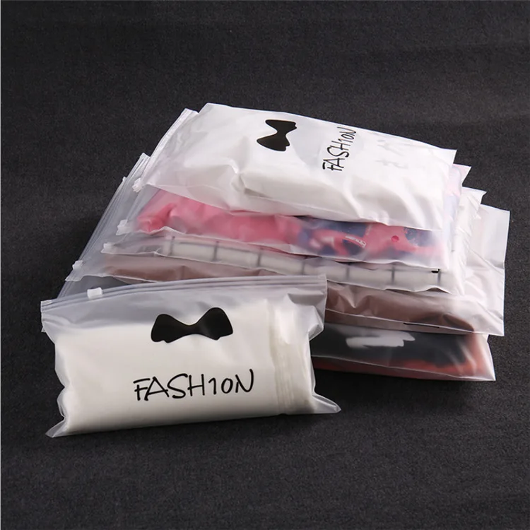 Resealable Matte Self Sealing Slider Custom Zipper Bag, Bikini Socks T shirt Clothing Packaging Sliding Frosted Zipper Bag