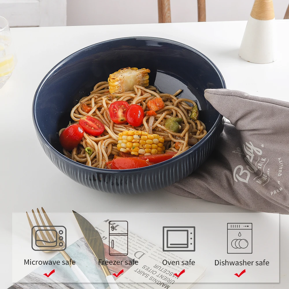 High Quality Ceramic Serving Bowls Ramen Bowl Salad Mixing Bowl In Microwave For Cooking