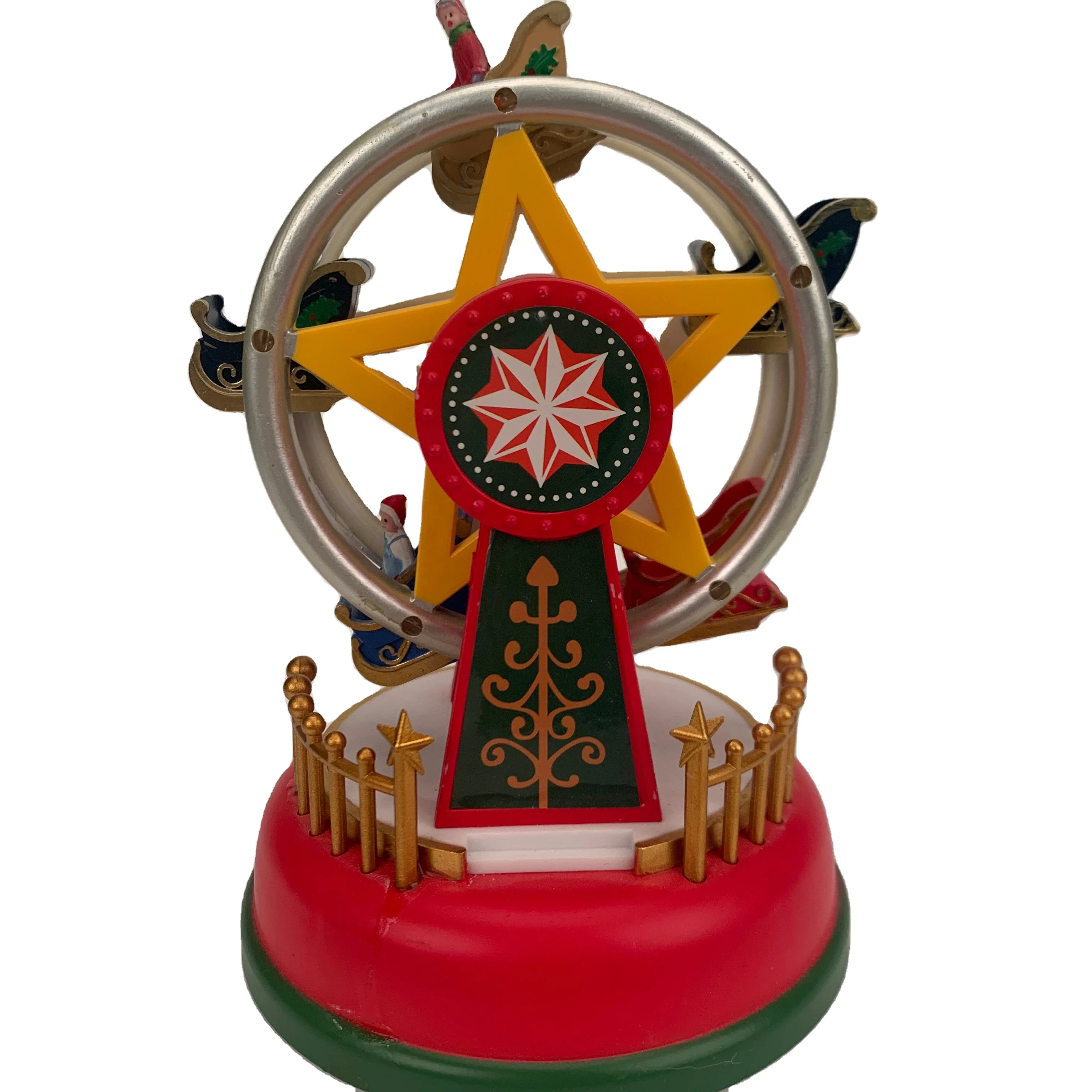 2022 New Pentagram Ferris Wheel with Music LED Light Toys Christmas Decorations