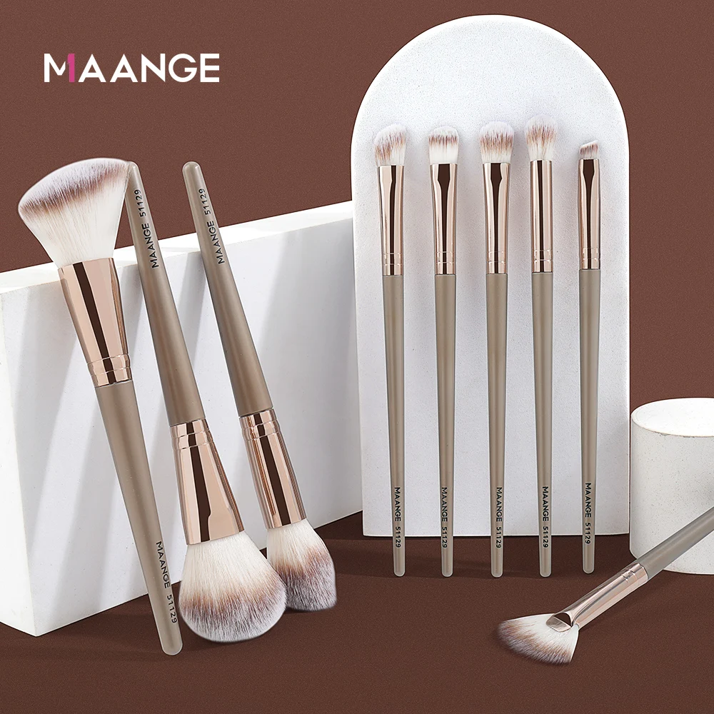 MAANGE 9Pcs Private Label makeup & tools sets Vegan Nylon Hair Beauty Brush Women Makeup Brush Set