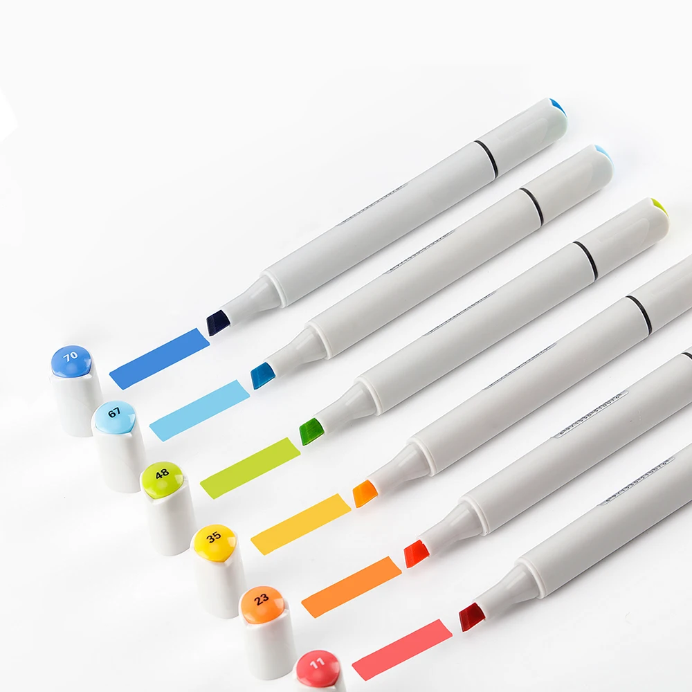 HAOCAI OEM 80 Colors Marker Pens Set Dual Tip Alcohol Based Pen Nylon Tip Colorful Marker Pen with Import Ink