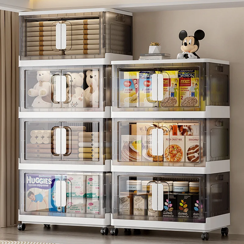 70CM wide side open door storage cabinet Toys and Clothes Closet Organizer Collapsible and Stackable Sundries Storage Bins