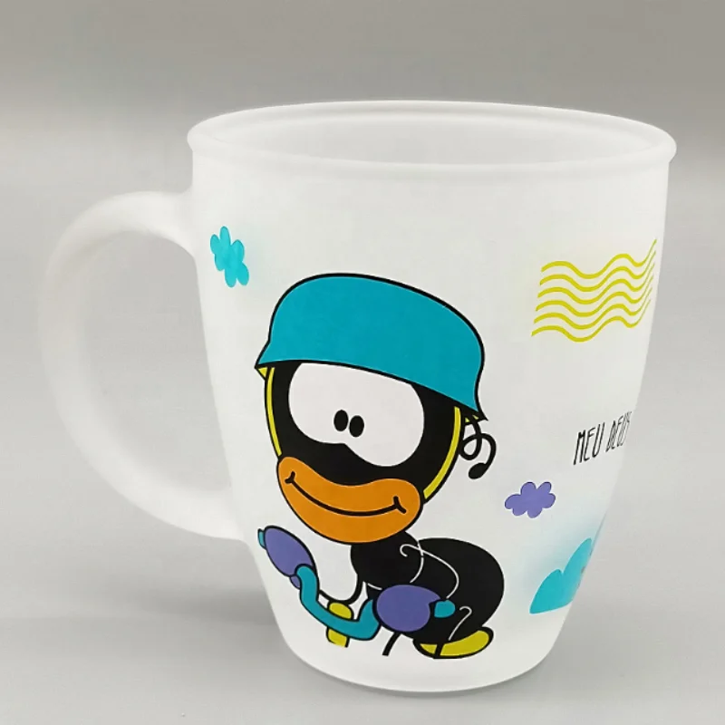 Wholesale promotion decal printing logo glass beer mugs glass cup with handle sublimation thicken glass tumbler mug