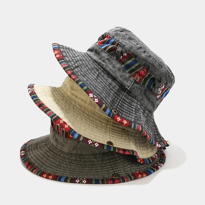Oem Custom Logo Summer Fisherman cap Printed Double-sided Distressed anime bucket hat