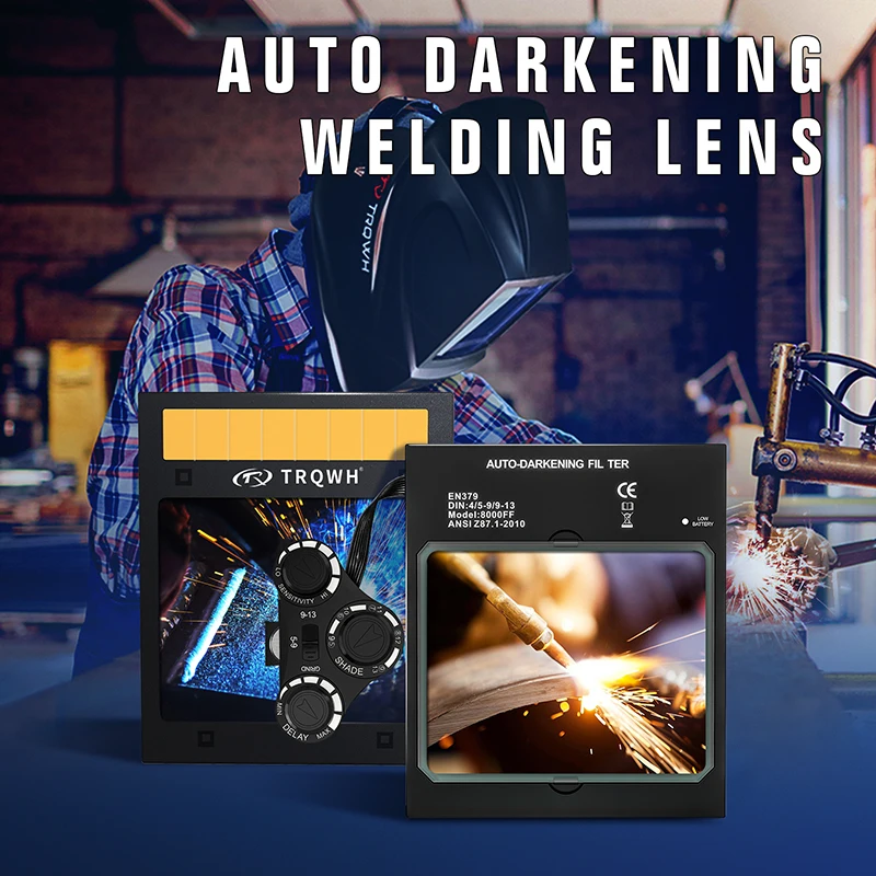 TRQ 100*80 mm Large View Class 1112 True Color Auto Darkening Welding Helmet Mask with 4 Sensors