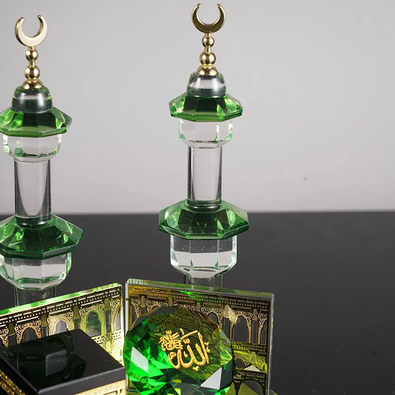 Crystal Kabba Makkah Mecca Clock Religious Model K9 Crystal Clear Crystal Souvenir