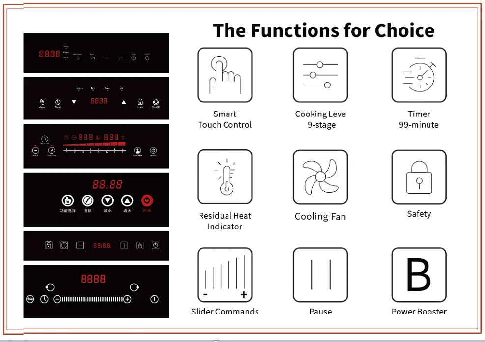 Domino Built in Kichen Appliances Slider Touch Control Dual Two Double Cooking Zone Burner Electric Induction Hob Cooker CE CB