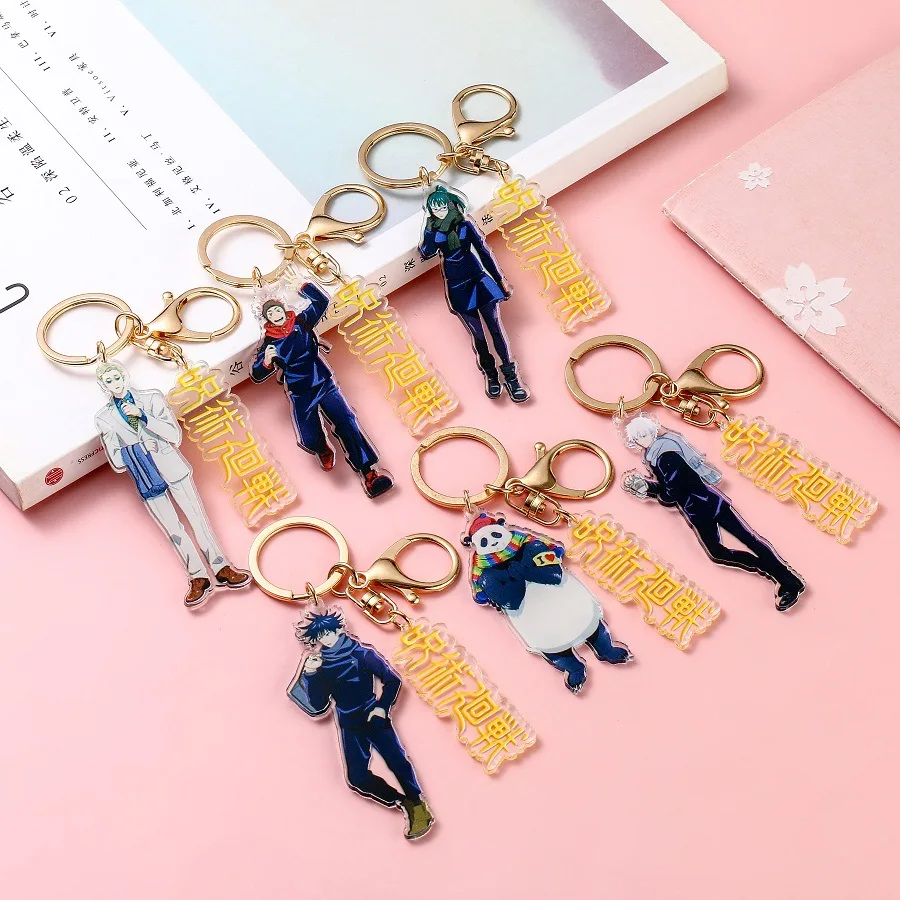 Wholesale Japanese Anime Acrylic Keychain Jujutsu Kaisen Cartoon Winter Plastic Transparent Keychain