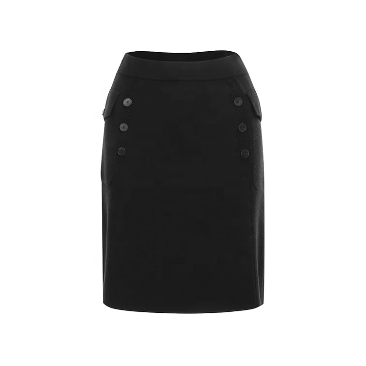 Knitwear manufacturers custom autumn black high waist slim korean fashion elegant casual package hip skirt women trendy skirts