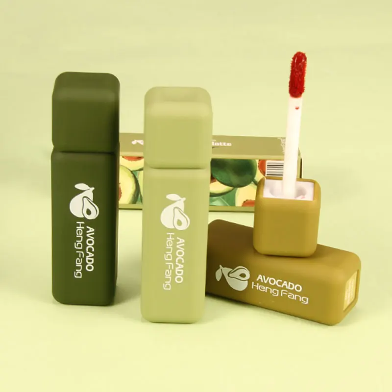 Lipgloss Matt Cute Avocado Soft Looking Design Nano Printing Technology Moisturizing Rich 3 Colors Smooth Touch Vegan Lip Gloss