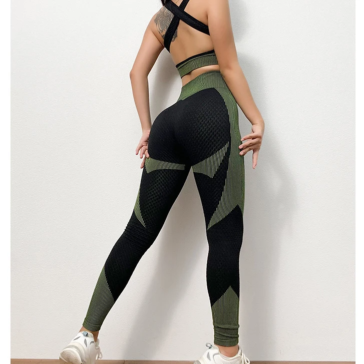 OEM Push Up Leggings Jacquard Women Yoga Pants Gym Tights