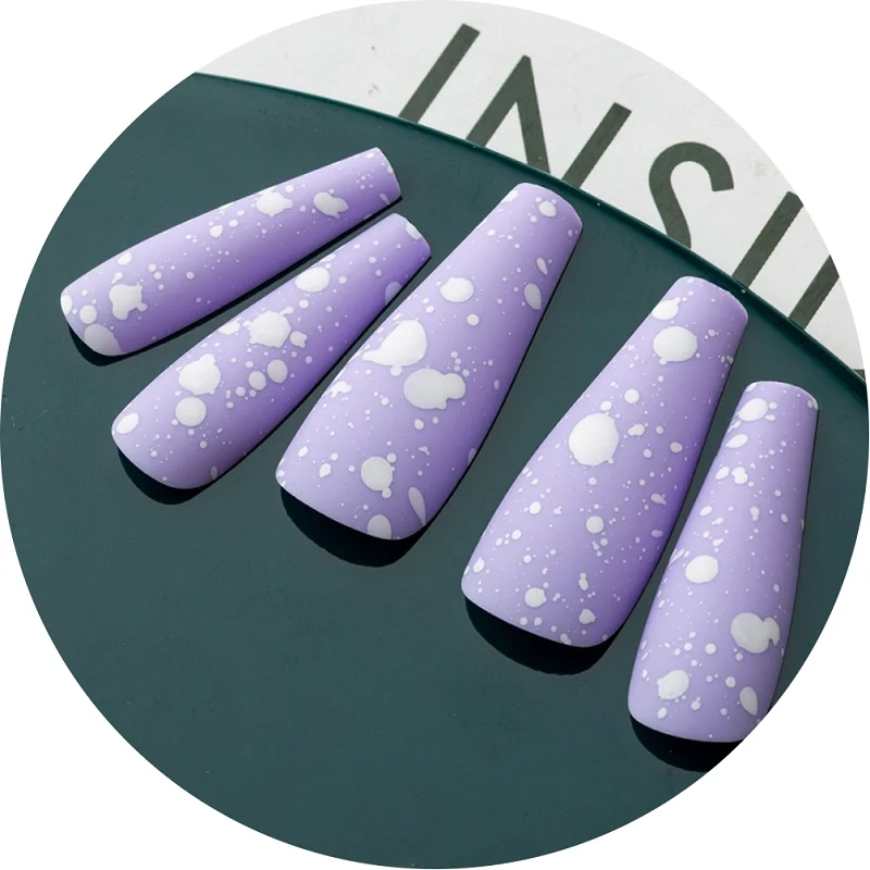 RTS 30Pcs/box T Shape Full Cover Wearing False Nails ABS Cow Grain Press On Nails Artifical Fingernails