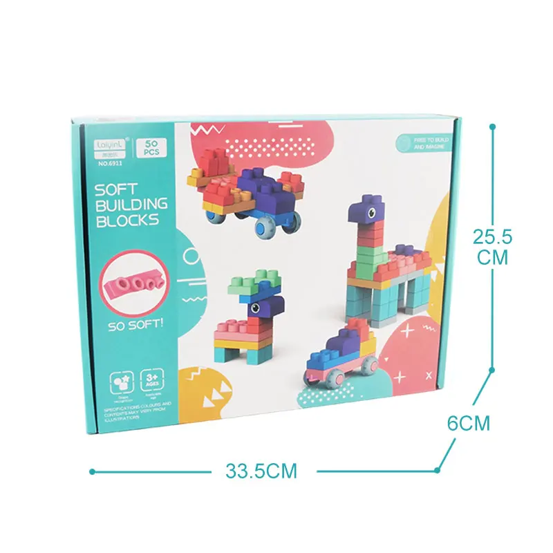 50PCS Large Chewing Soft Building Blocks for Baby Montessori Pre-Educational Sensory Stacking Rocks for Infant Birthday Gifts