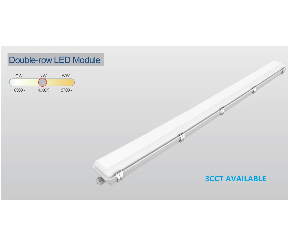 IP66 LED CCT Waterproof light LED Tri-Proof Light Double-row LED module 2ft 4ft 5ft 6ft
