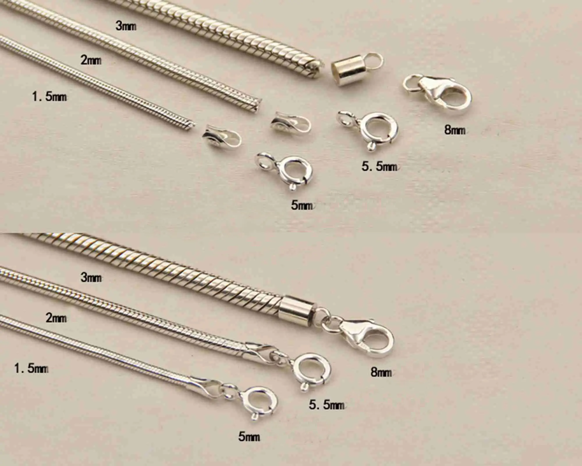 GPJ Snake Link Chains 925 Sterling Silver Chains Bulk for Jewelry Making Women Silver Snake Chain 925 Wholesale