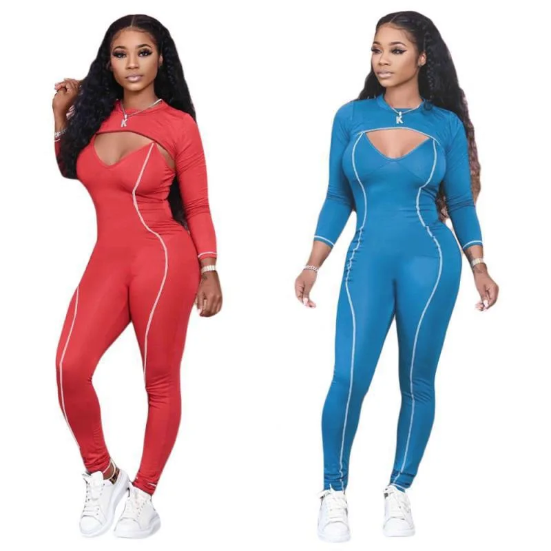 New Arrival Cut-out Fashionable Bodycon 2 piece set fall clothe women Sportswear 2 piece pants set women