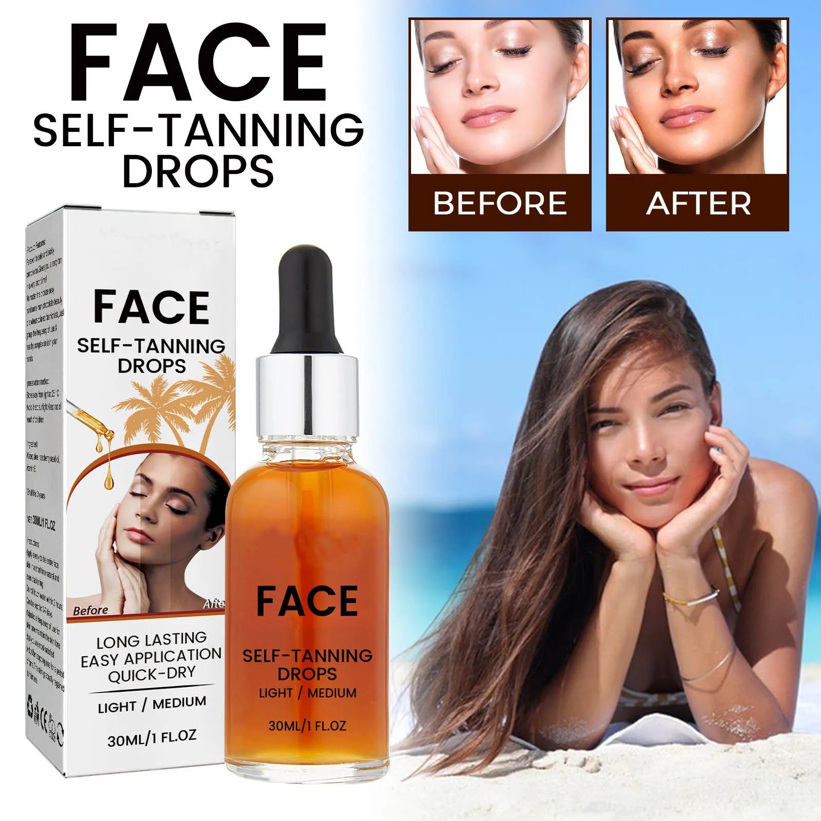 Hot Product Private Label Vegan Self Tan Serum Dark Brown Body Tan Oil Wholesale Fake Tan Serum Oil