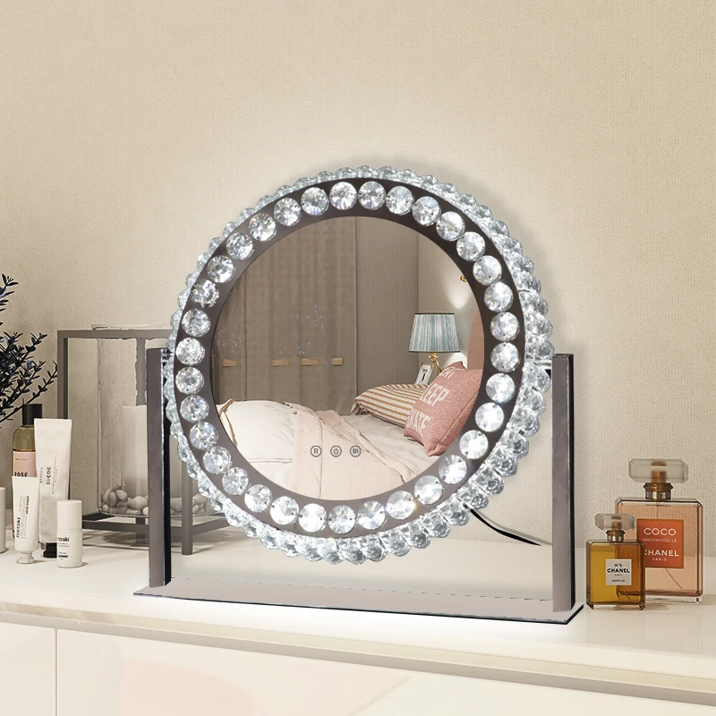Large Metal Cosmetic Vanity Mirror Hollywood Crystal Mirror Furniture Crystal Mirror Diamond Table, Bedroom, Dressing Room