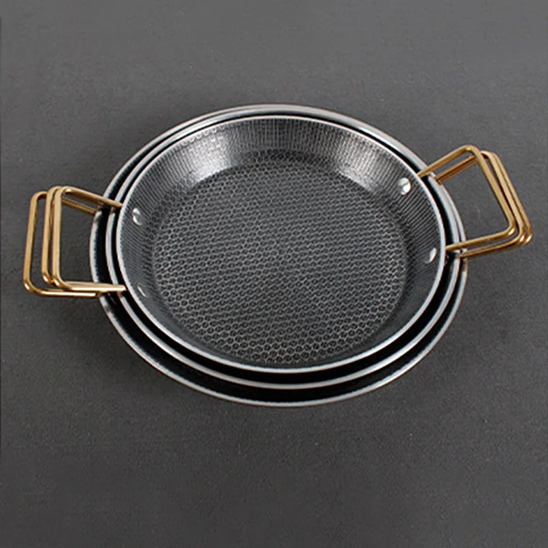 24/26/28cm Double Handle Spanish Pan Paella Pan Stainless Steel Paella Pan Non Stick Skillet