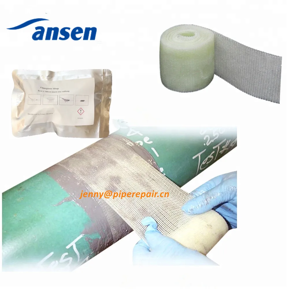 Shaanxi Ansen factory High Temperature Resistant Leaking Water Activated Fiberglass Fix Pipe Repair Bandage