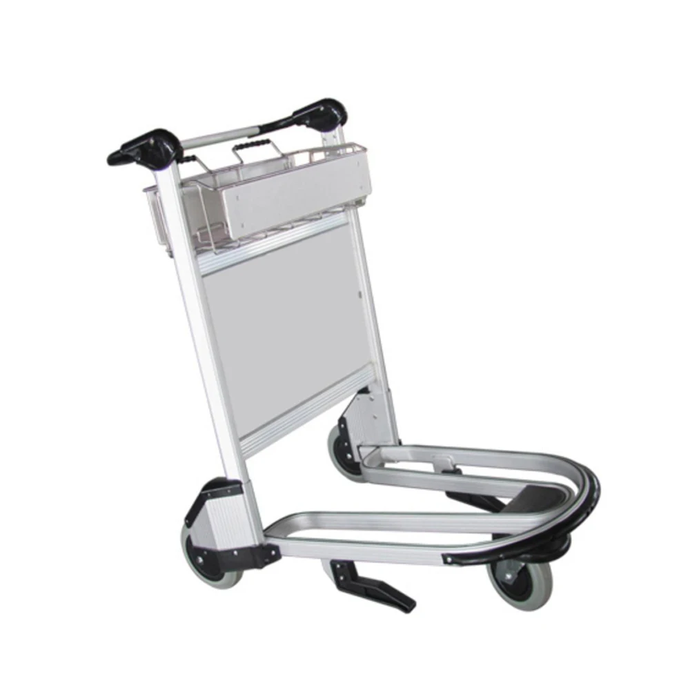 Stainless Steel Airport Luggage Trolley with Three Wheels Airport Trolley Cart