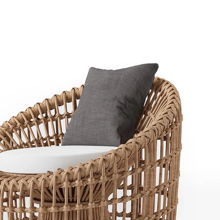 UV Resistant Wicker Weaving Chairs Woven Rattan Patio Furniture Modern Outdoor Garden Chair