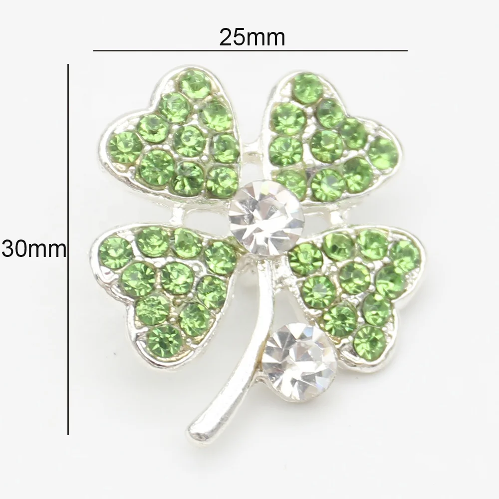 Silver Plated Good Luck Four-Leaf Clover Charm Pendants Rhinestone Clover Pendant For Necklace