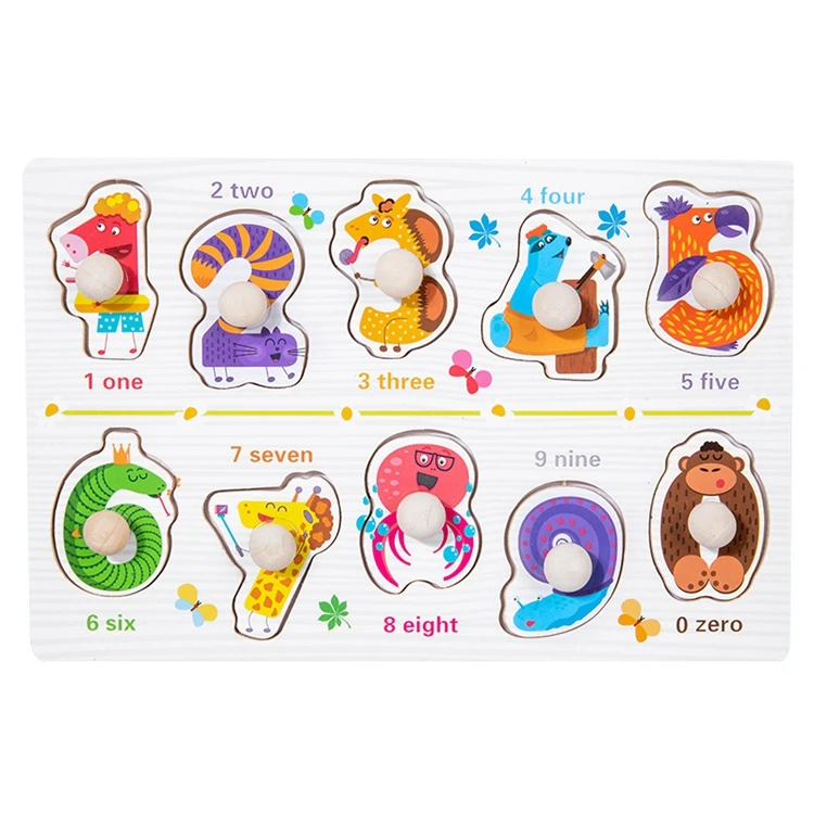 Education Finger Grasping Puzzle Kids Knob Puzzles Set wooden peg puzzle for learning